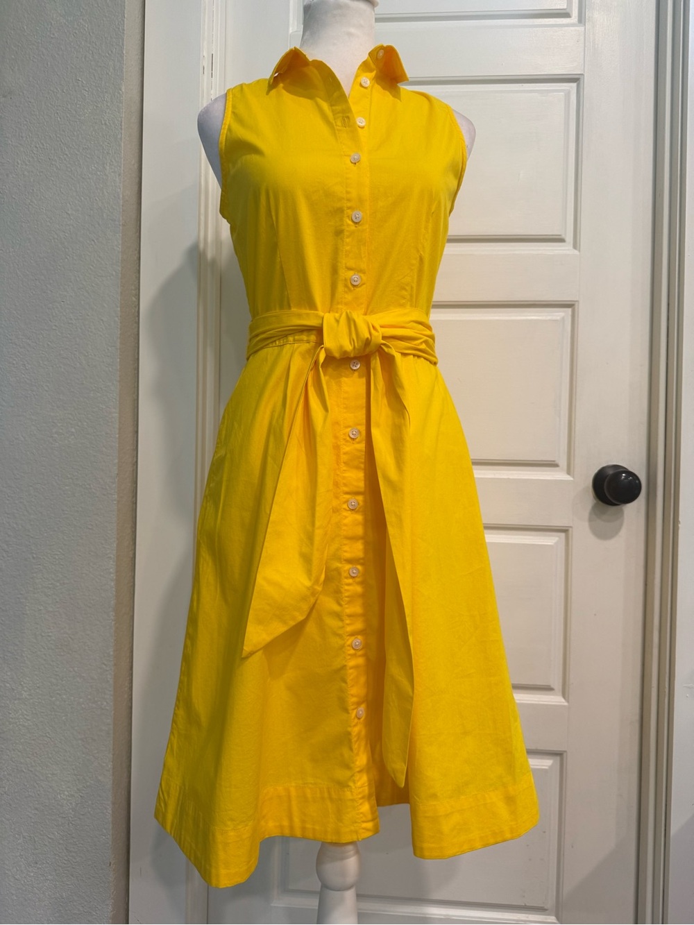 J.Crew Sleeveless Button Front Midi Shirt Dress Yellow Size 0 NWT